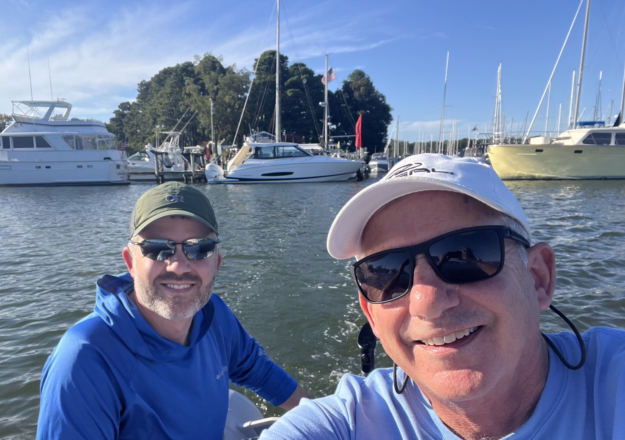 Dinghy ride in Solomons leaving Godspeed